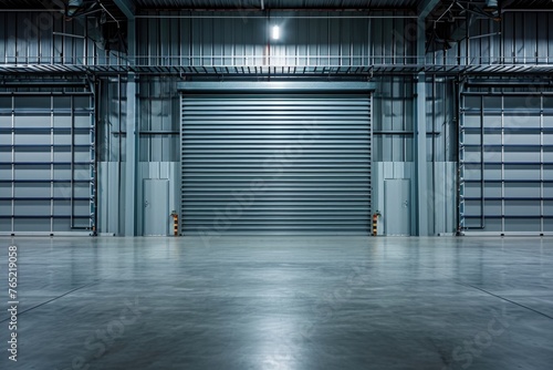 Industrial building with roller doors and polished concrete floor.