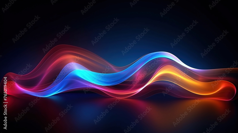 Glowing abstract wave on dark, shiny motion, magic space light