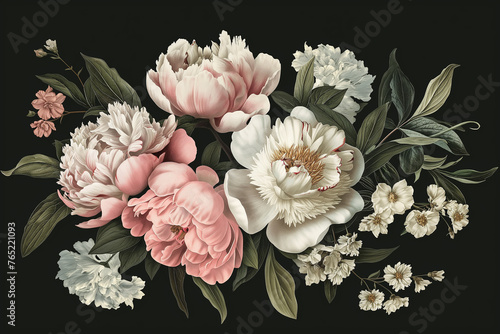 A beautiful bouquet of peonies pink and white flower