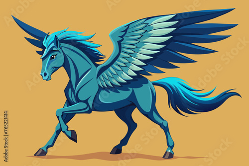 Horse spreads its wings full body vector illustration 