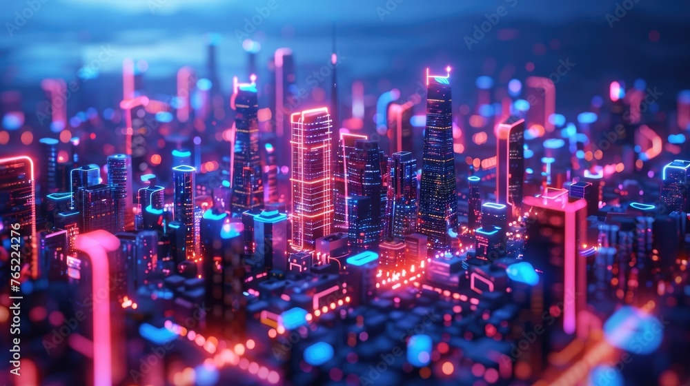 Smart city infrastructure with IoT connectivity and sustainable technologies, solid color background, 4k, ultra hd