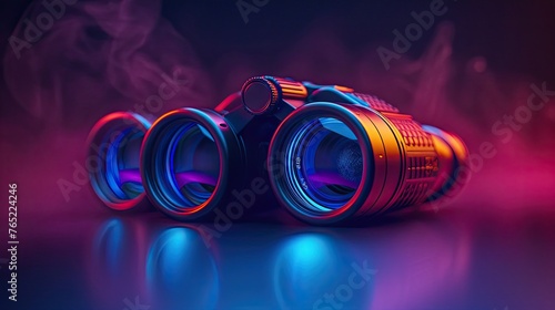 High-tech binoculars, digital zoom, night vision, data recording, solid color background, 4k, ultra hd