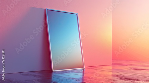 Smart mirror, personal styling, health monitoring, digital display, solid color background, 4k, ultra hd