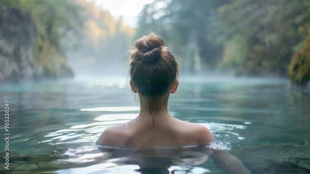 woman enjoying hot springs generative ai woman enjoying hot springs generative ai
