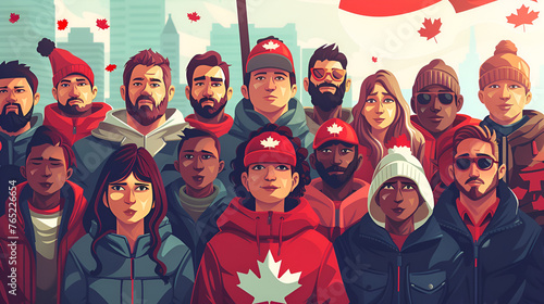 July 1st - Happy Canada day illustration of People