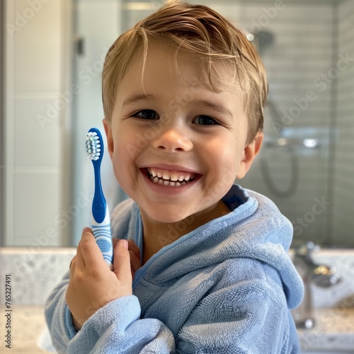 children with toothbrush in hand, oral health concept generative ai