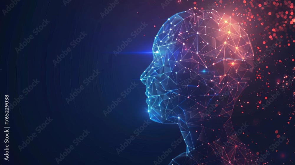 Machine Learning and AI Concept with Low Poly Design, Abstract Geometric Background, Digital Art Machine Learning and AI Concept with Low Poly Design, Abstract Geometric Background, Digital Art