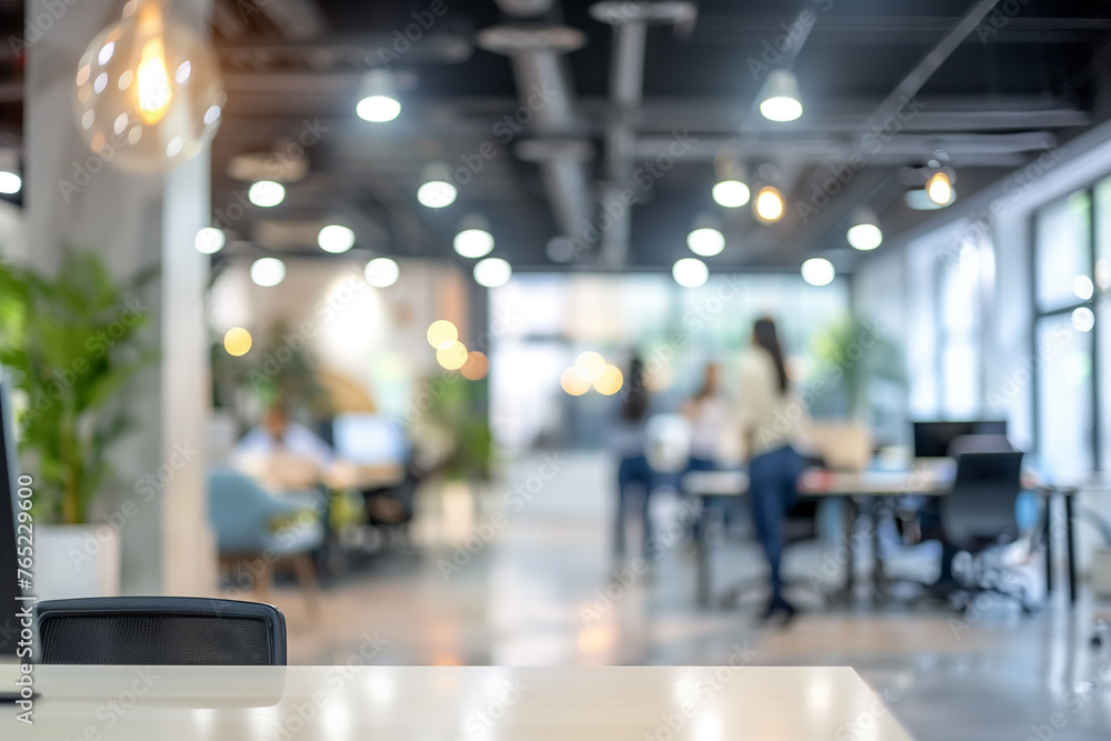 Long Exposure Shot of Business People Sitting in a Modern Office Space with Blurred Background Long Exposure Shot of Business People Sitting in a Modern Office Space with Blurred Background