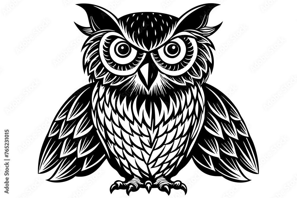 Owl bird silhouette  vector art illustration