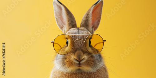 Fashionable Bunny Portrait in Vibrant Summershade Sunglasses