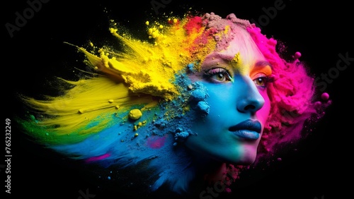 Vibrating CMYK Graphics: Paint on Black Background
