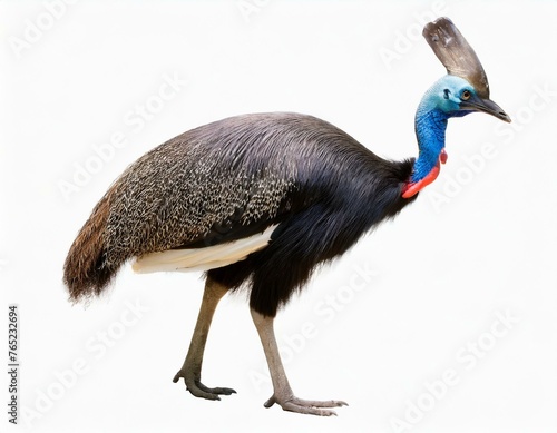 southern cassowary - Casuarius casuarius - the third tallest and second heaviest living bird  smaller only than the ostrich and emu. isolated on white background