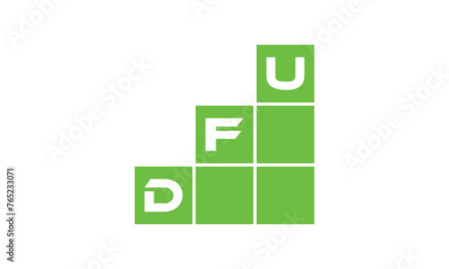 DFU initial letter financial logo design vector template. economics, growth, meter, range, profit, loan, graph, finance, benefits, economic, increase, arrow up, grade, grew up, topper, company, scale photo