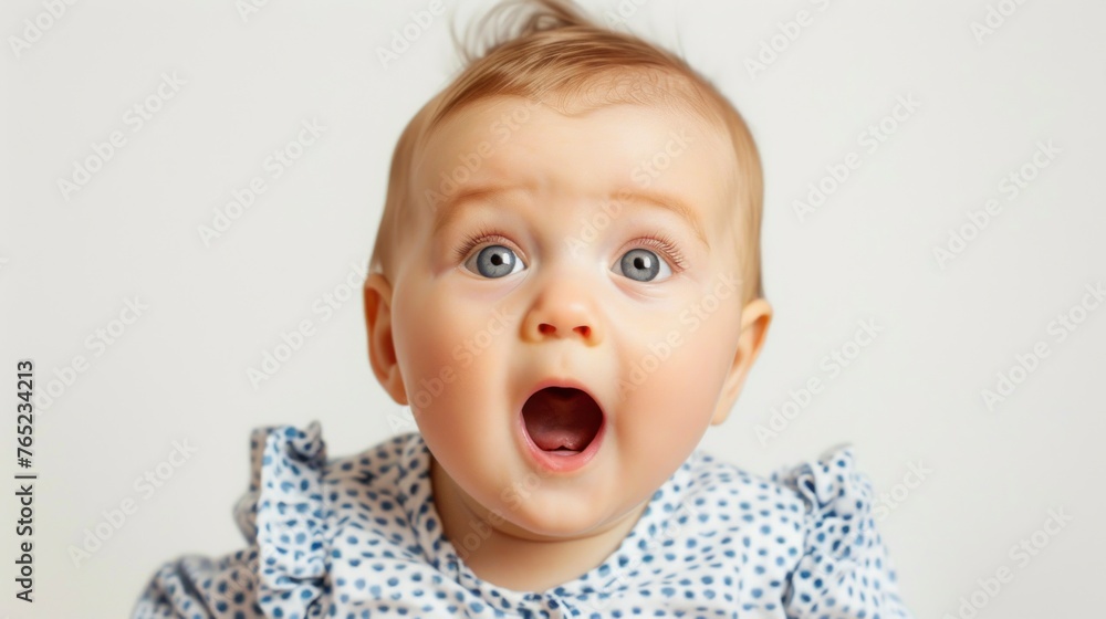beautiful baby portrait with surprised face on white background in high resolution and quality beautiful baby portrait with surprised face on white background in high resolution and quality