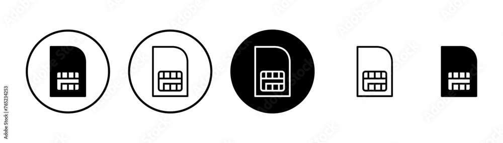 Sim card icon vector isolated on white background. Mobile slot icon. Mobile cellular phone sim card chip.