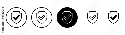 Shield check mark icon vector isolated on white background. Protection approve sign. Safe icon vector