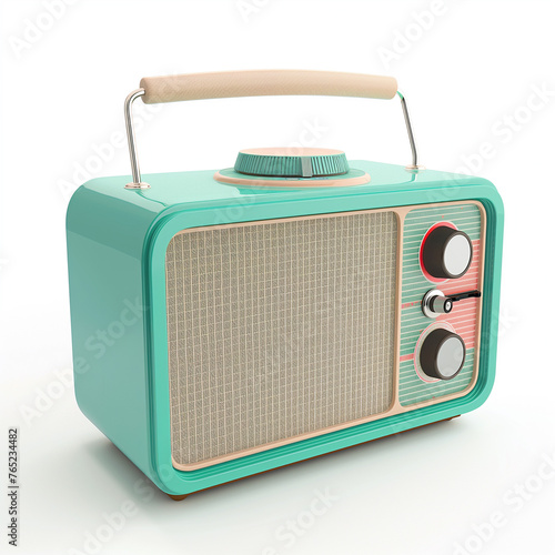 Green retro radio box on a white background