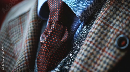 This is a close-up image focusing on a shirt and patterned tie, representing the concept of
