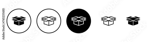 Box icon vector isolated on white background. Cardboard box, packaging open. Box vector icon