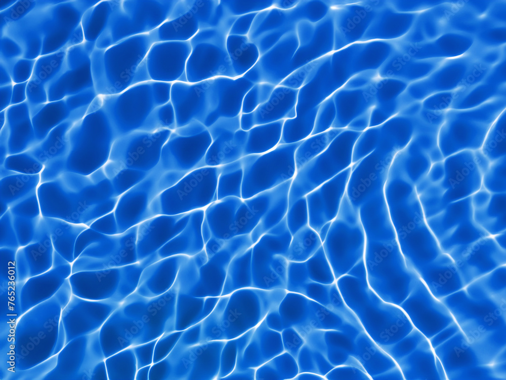 波紋が白く輝く透明感のある青い水、背景素材