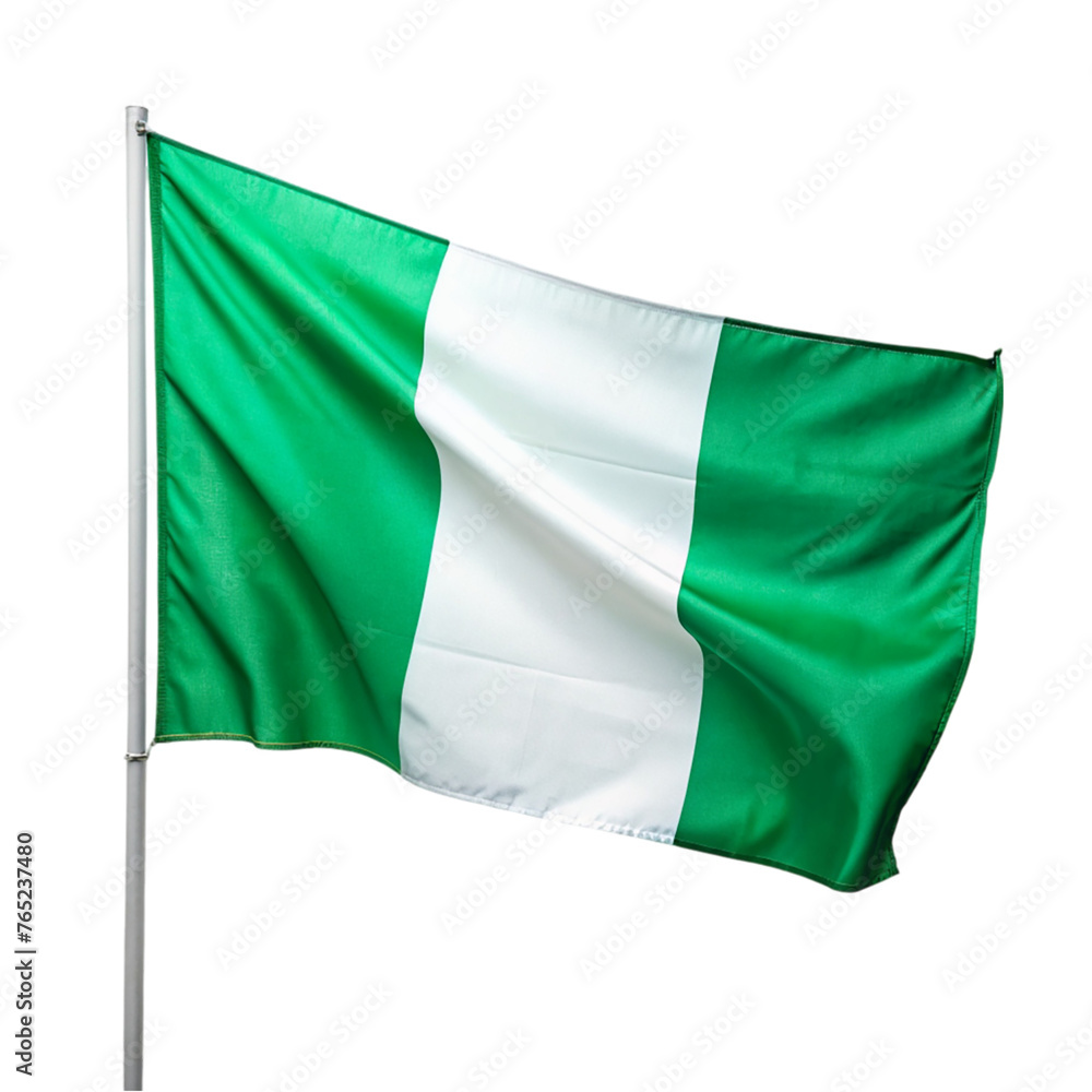 Waving flag of Nigeria, isolated on transparent background Waving flag of Nigeria, isolated on transparent background