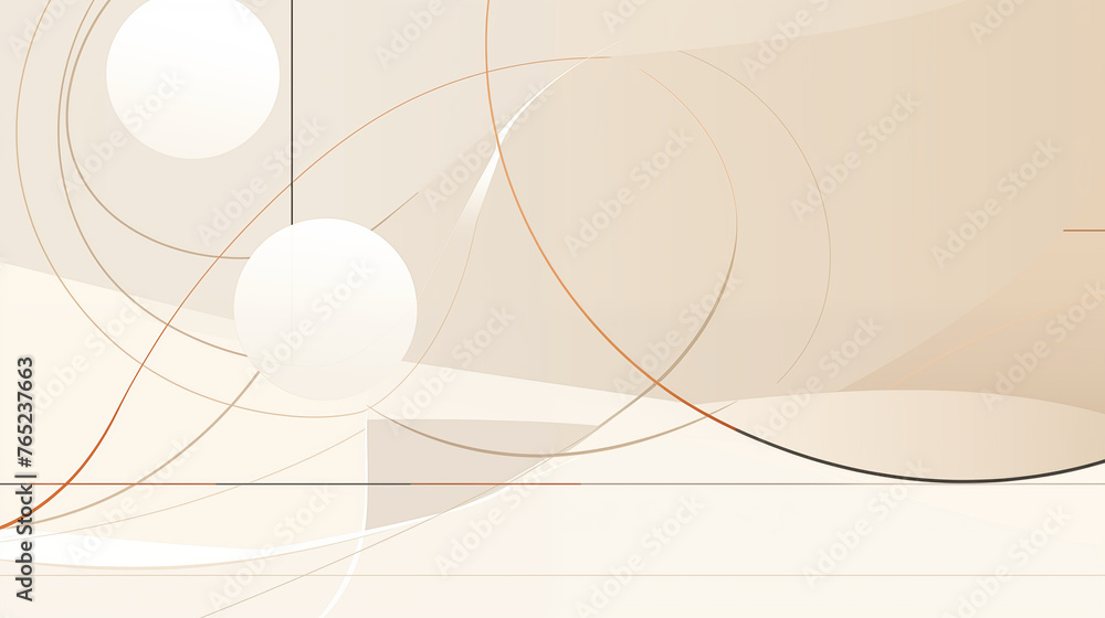 Fond graphique blanc, beige. Formes géométriques, lignes et traits