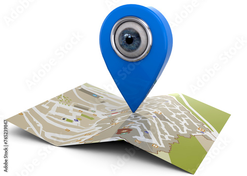 No privacy - Spy on location with GPS - 3D Concept