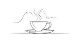 Morning Brew Elegance: Abstract Continuous Line Sketch of Coffee Cup - Tea Icon and Cafe Symbol with Doodle Art, Steam Design, and Breakfast Background