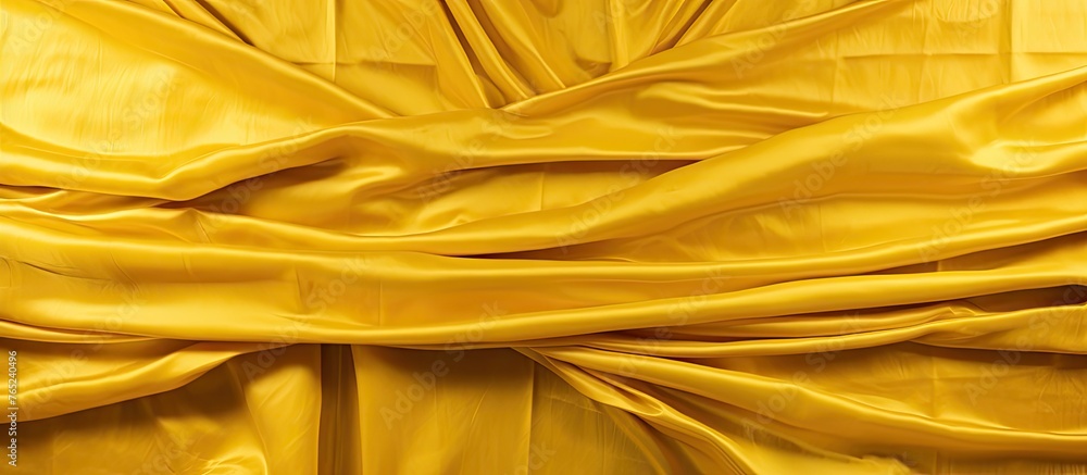 Capture a close-up of yellow fabric exhibiting a plethora of intricate and detailed folds Capture a close-up of yellow fabric exhibiting a plethora of intricate and detailed folds