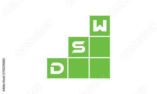 DSW initial letter financial logo design vector template. economics, growth, meter, range, profit, loan, graph, finance, benefits, economic, increase, arrow up, grade, grew up, topper, company, scale photo