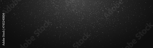 Glitter black background. Silver shiny particles. Magic falling dust with spotlight. Sparkling confetti rain. Luxury shimmer effect. Rich invitation template. Vector illustration