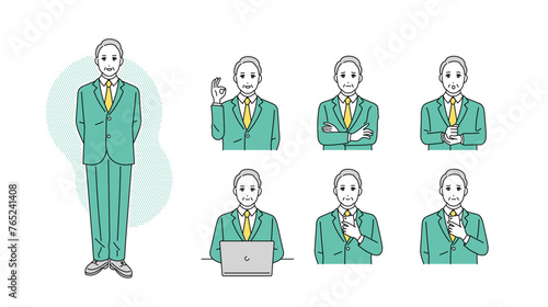 管理職のビジネスパーソンの表情イラストセット