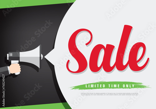 sale banner layout design. Vector illustration. Megaphone symbol