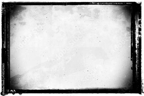 Vintage photo film frame of a middle format old camera wet plate photo technique with vignetting, dust, scratches, noise and splatters on transparent background.  photo
