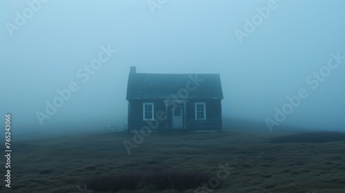 A small cottage sits at the edge of the fog its windows boarded up in a feeble attempt to keep the outside world at bay.