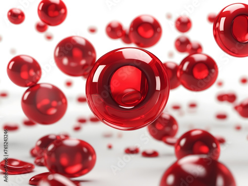 3d illustration of human red blood cells isolated on a white background design, the concept for medical health care