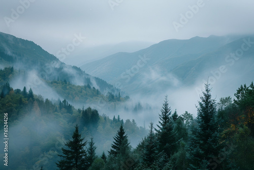 Mountains in the fog © ArtisticLens