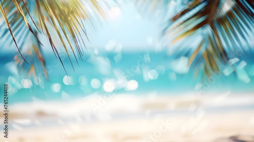 Beautiful tropical beach with coconut palm tree. Holiday Vacation concept.