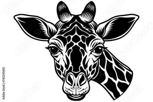 Giraffe head silhouette  vector art illustration