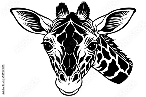 Fototapeta Naklejka Na Ścianę i Meble -  Giraffe head silhouette  vector art illustration