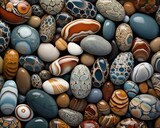 A close up of a bunch of different colored rocks. Generative AI.