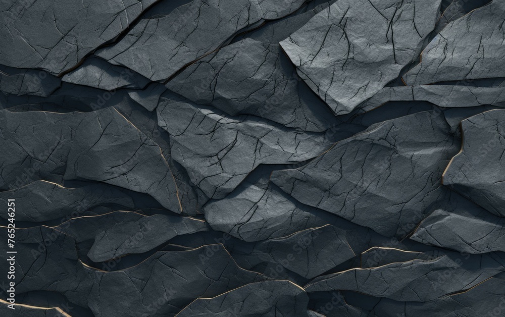 A close up of a black stone wall with some cracks. Generative AI. A close up of a black stone wall with some cracks. Generative AI.
