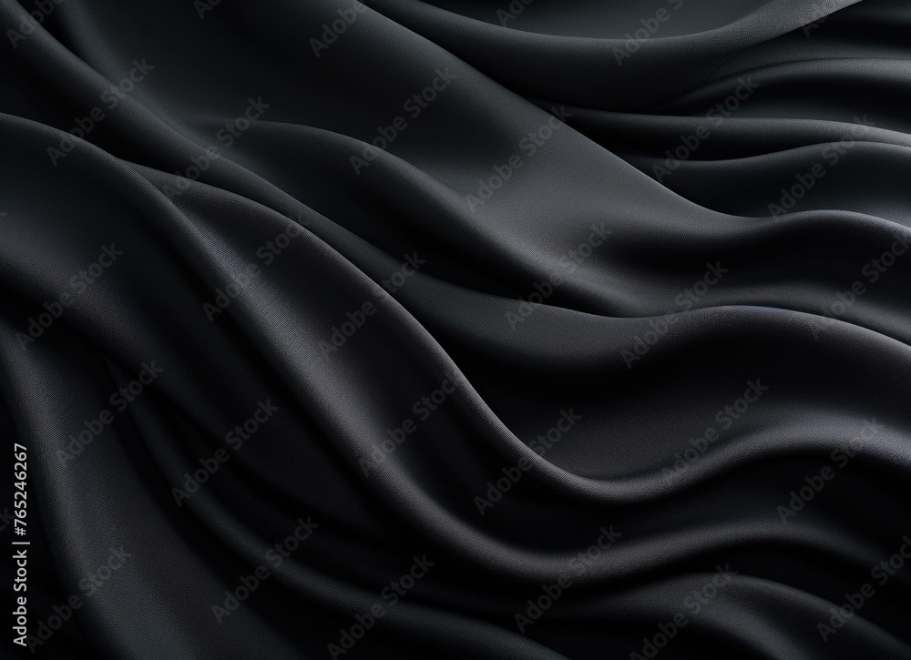 Fototapeta premium A close up of a black fabric with wavy lines. Generative AI.