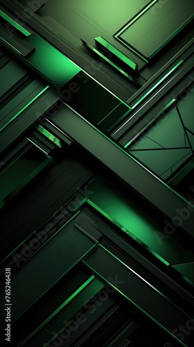 A green and black background with a bunch of lines. Generative AI.