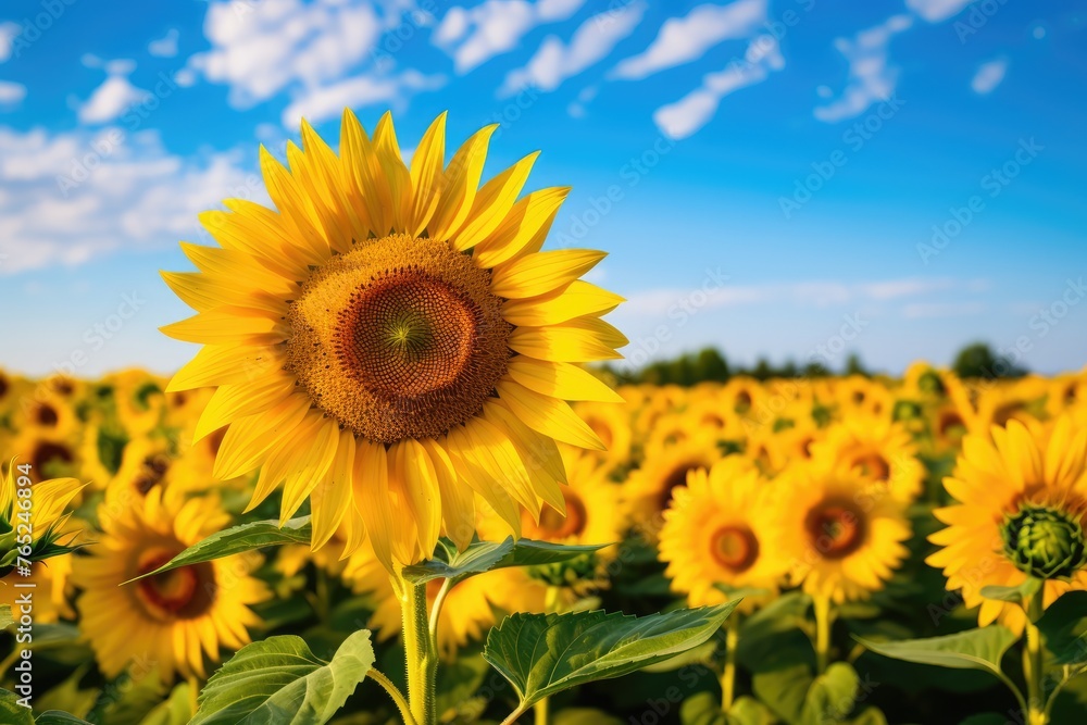 Landscape of the sunflower field