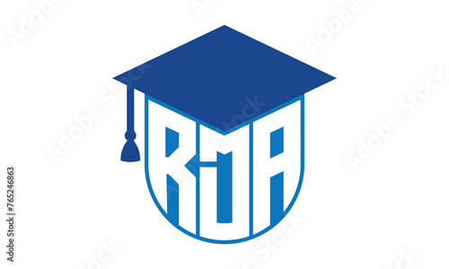 RDA initial letter academic logo design vector template. school college logo, university logo, graduation cap logo, institute logo, educational logo, library logo, teaching logo, book shop, varsity