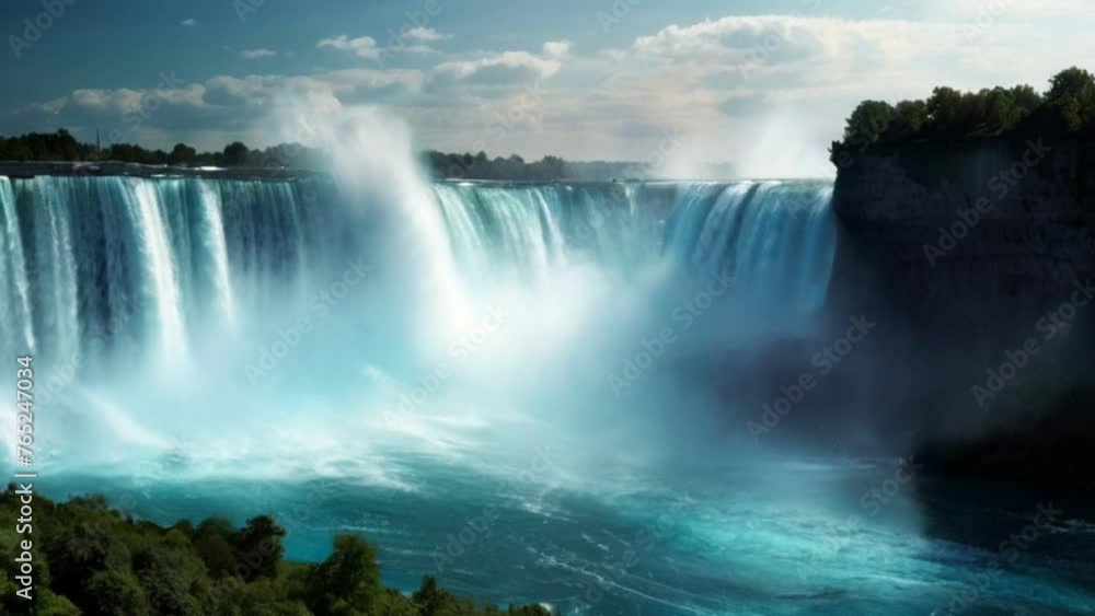 falls in the morning, seamless looping 4k animation video background falls in the morning, seamless looping 4k animation video background