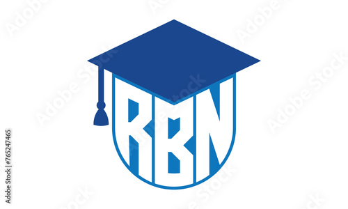 RBN initial letter academic logo design vector template. school college logo, university logo, graduation cap logo, institute logo, educational logo, library logo, teaching logo, book shop, varsity photo