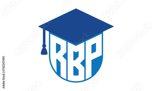 RBP initial letter academic logo design vector template. school college logo, university logo, graduation cap logo, institute logo, educational logo, library logo, teaching logo, book shop, varsity photo