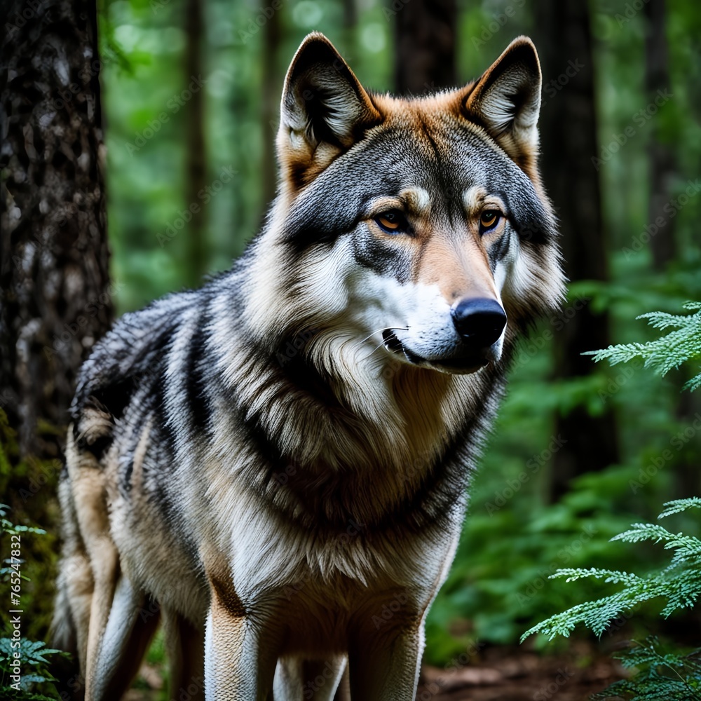 Wolf in forest Portrait picture 4K